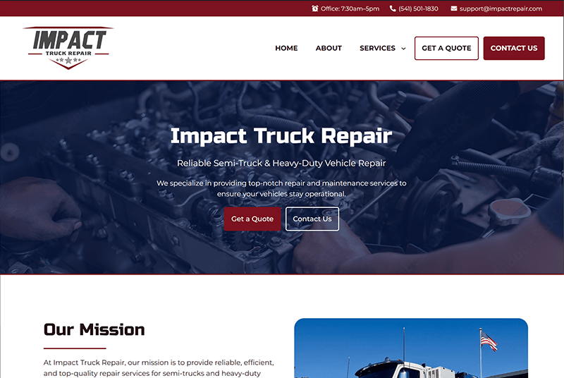 Screenshot of Impact Truck Repair